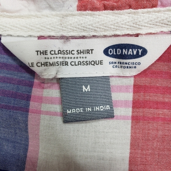 Old Navy The Classic Shirt plaid button down red and blue size medium - Picture 7 of 8